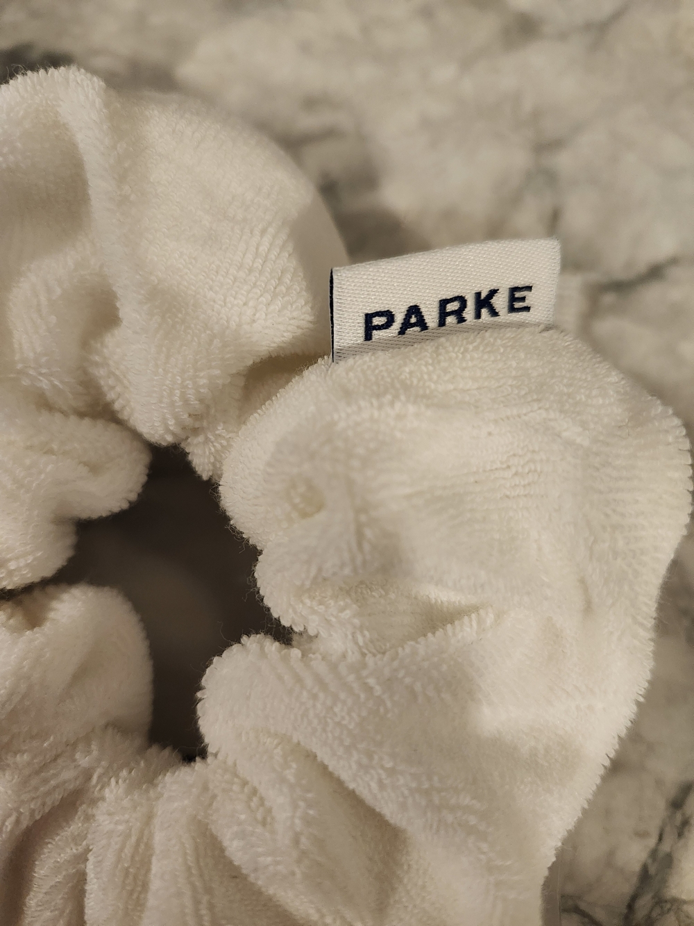 PARKE White Terry Scrunchie | NWT | Soft Cotton Terry Cloth Hair Accessory - Picture 5 of 5